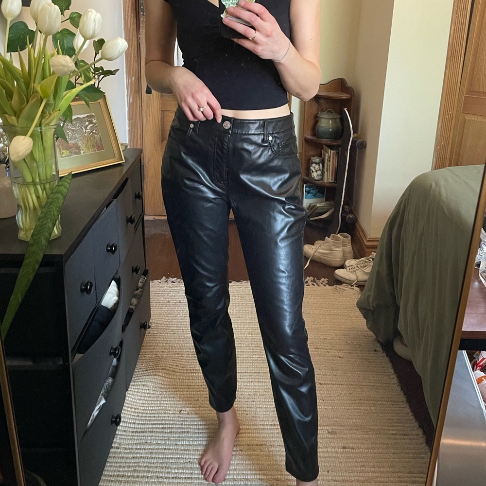 High Rise Black Leather Pants